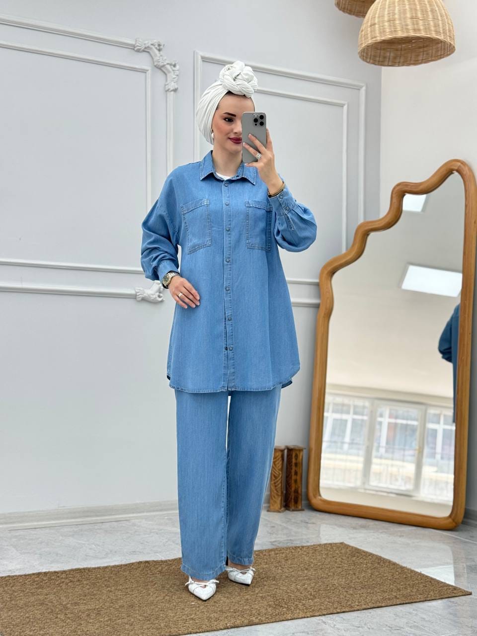 Ensemble Chemise et Pantalon en Jean – Look Casual Chic pour Femme