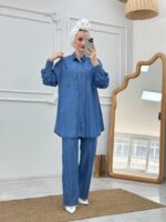 Ensemble Chemise et Pantalon en Jean – Look Casual Chic pour Femme