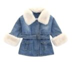 NV11 – Veste d’Hiver Fille en Jean avec Ceinture – Automne-Hiver 2023
