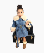NV11 – Veste d’Hiver Fille en Jean avec Ceinture – Automne-Hiver 2023