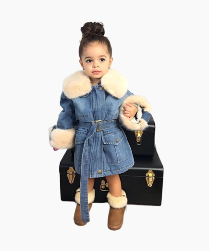 NV11 – Veste d’Hiver Fille en Jean avec Ceinture – Automne-Hiver 2023
