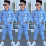 NV18 – Ensemble Denim FunStyle : Veste & Pantalon Mickey Mouse Enfant