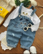 NV35 – Salopette Jean Enfant + Pull Coloré – Rouge ou Blanc