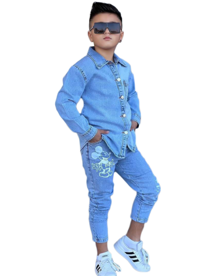 NV18 – Ensemble Denim FunStyle : Veste & Pantalon Mickey Mouse Enfant