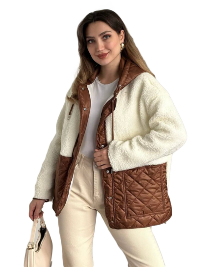 NV59 – Manteau Capitonné à Capuche et Poches pour Femmes – Noir, Caramel, Vert