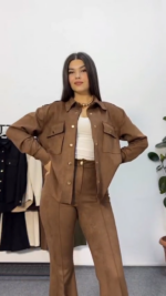 NV70 – Ensemble Lara : Deux Pièces Faux Denim Chic pour Femme