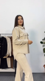 NV70 – Ensemble Lara : Deux Pièces Faux Denim Chic pour Femme
