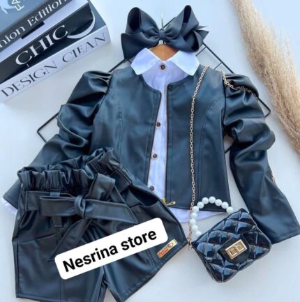 NV15 – Ensemble 3 Pièces pour Enfants – Short, Veste et Chemise Noir