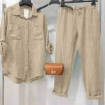 Ensemble Chemise et Pantalon – 2 Pièces Féminine Décontracté