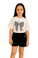 Ensemble Fille 2 Pièces avec Nœud Élégant