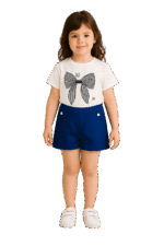 Ensemble Fille 2 Pièces avec Nœud Élégant