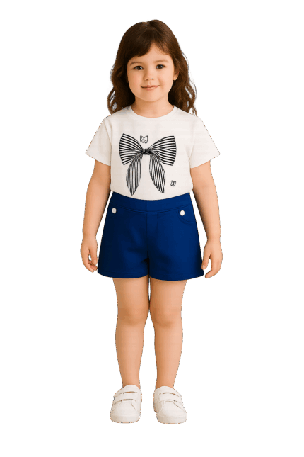 Ensemble Fille 2 Pièces avec Nœud Élégant