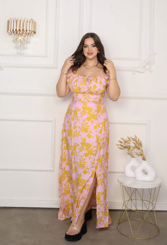 Robe Longue à Manches Courtes – Élégance & Confort